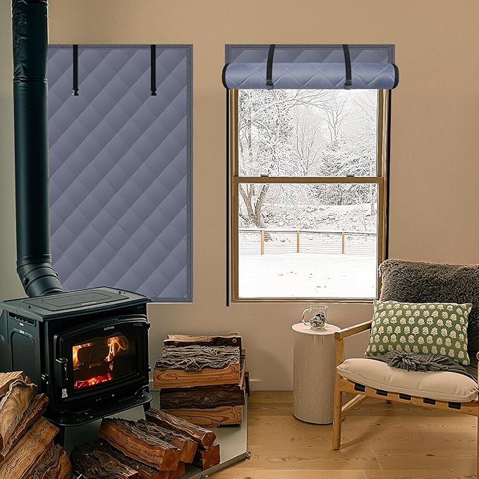 3 Layer 39x63in Thermal Insulated Window Cover for Winter,Roll-Up Insulated Window Blanket with Hook & Loop,Windows Insulation Kit for Bedroom Attic RV to Keep Winter Warm