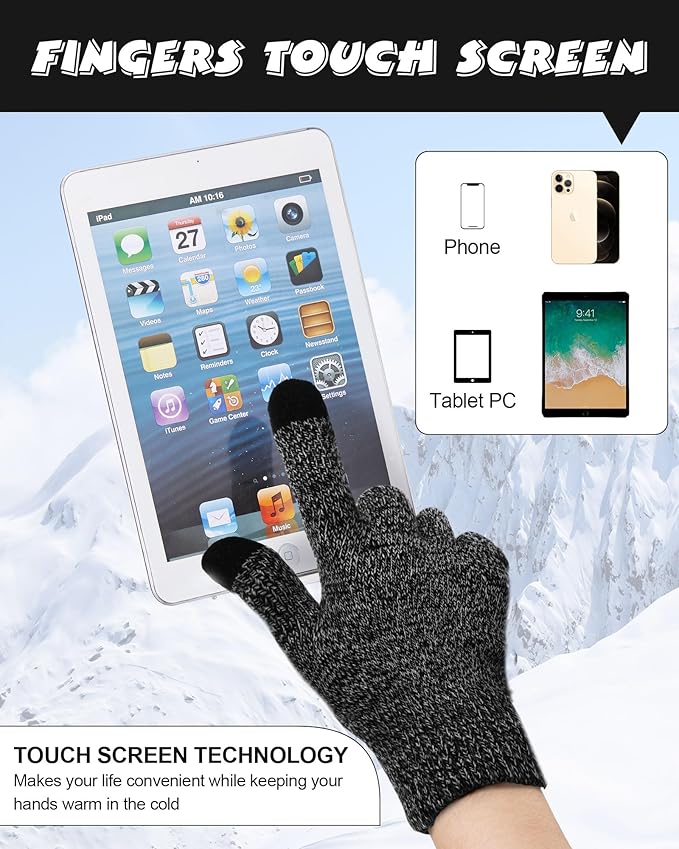 10 Pieces Winter Hat Beanie Scarf Touch Screen Gloves and Sock Set Slouchy Knit Skull Cap Beanies Fleece Lining Neck Warmer