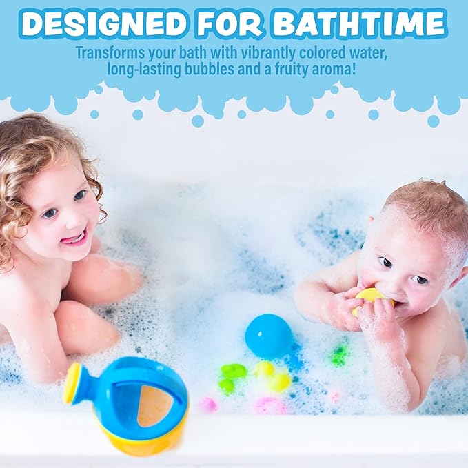 Tub Works® Magical Kids Bubble Bath, Variety 12 Pack | Creates Colorful Water & Tons of Bath Bubbles | Nontoxic | Character-Themed Bubble Bath for Kids | Green, Blue & Orange Bath Colors