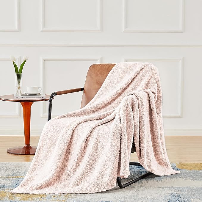 CYMULA Super Soft Pink Throw Blanket 50x60 inches- Lightweight Plush Fuzzy Fluffy Warm Cozy Blankets and Throws for Sofa Bed All Season Use