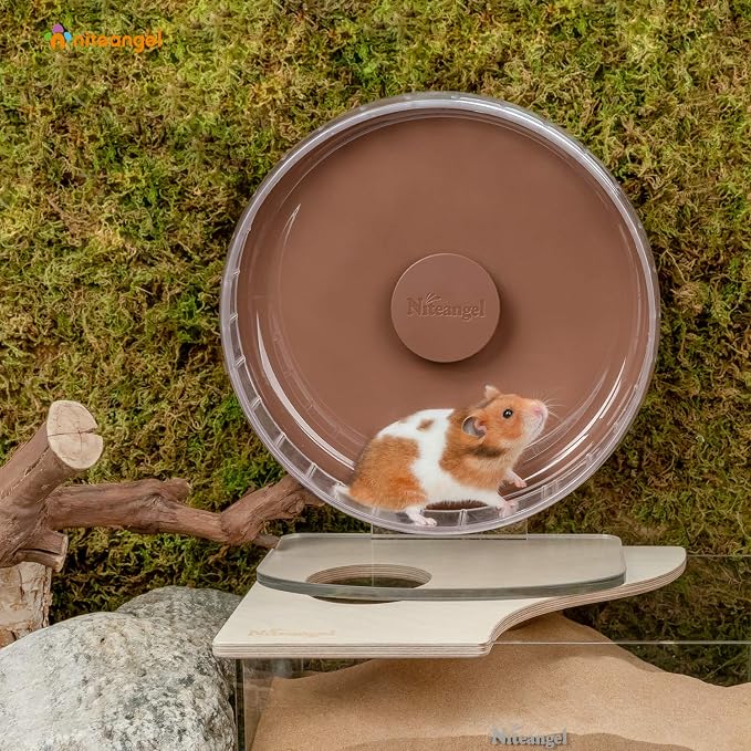 Niteangel Super-Silent Hamster Exercise Wheels: Quiet 10 inch Running Wheel | Can 10.6-13.4" Adjustable Height - No Bend Back Spinner Running for Dwarf Syrian Hamster Gerbils Mice Or Other Small Animal