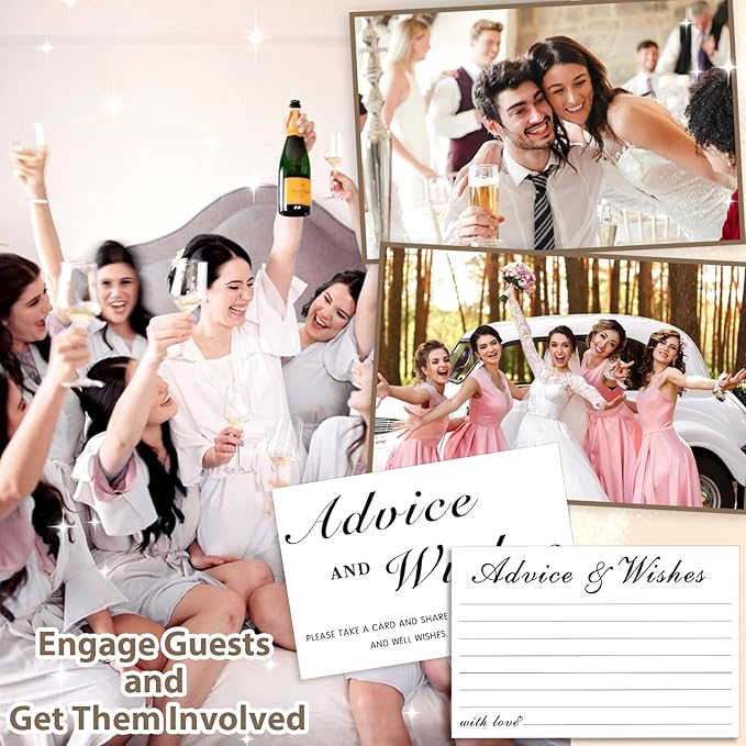Advice And Wishes For The Mr And Mrs, 51 Pcs Wedding Advice Cards Box for Bridal Shower Decorations, Bridal Shower Games Advice And Wishes Cards Wedding Games For Reception (White Advice)
