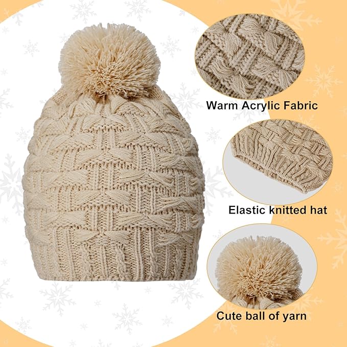 JenPen 4 Pcs Winter Hat Scarf and Gloves Set for Women Include Ear Cover Cold Weather Scarf Hat Knit Beanie Gloves