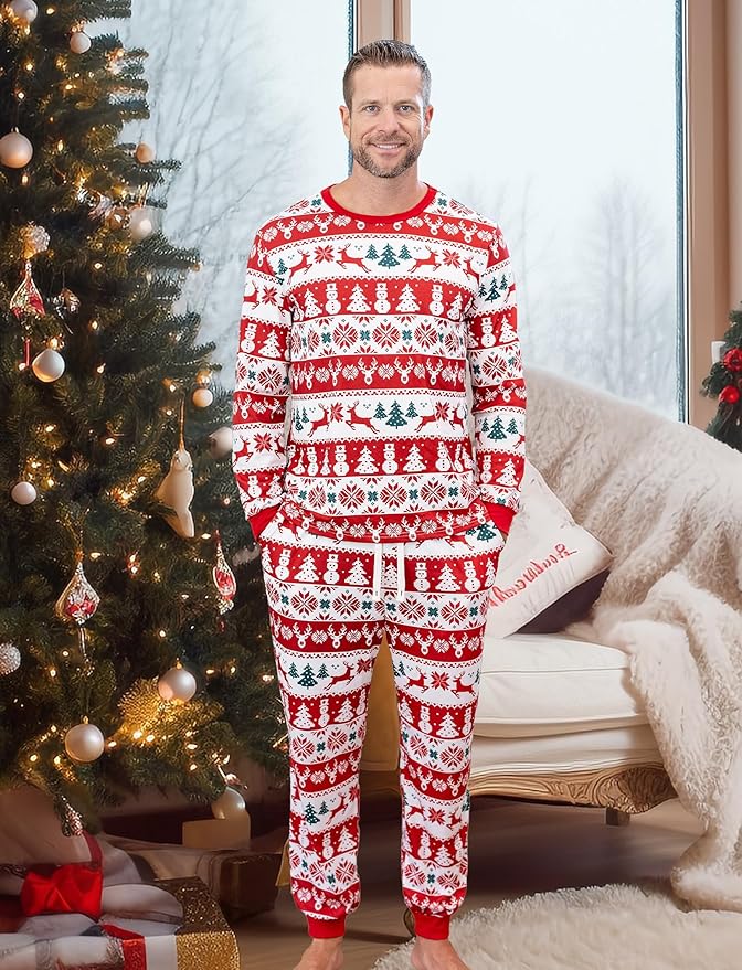 PATPAT Christmas Family Matching Pajama Sets Includes Christmas Socks - Perfect for Family Photos & Holiday Celebrations