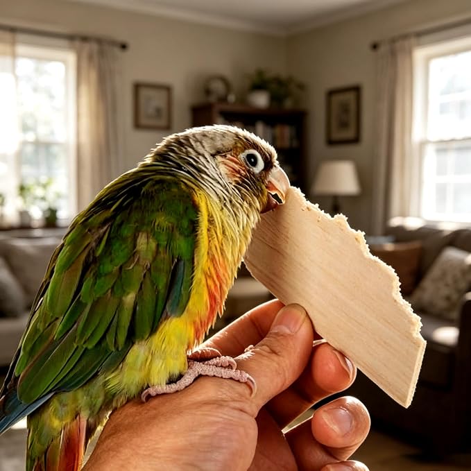 Large Untreated Balsa Wood Bird Chew Toys 6 Pack with Mount Clip, Multi Size Thick Wood Slice Perch Foraging Toy for Parakeets Conures Cockatiels Lovebirds Small Medium Parrots