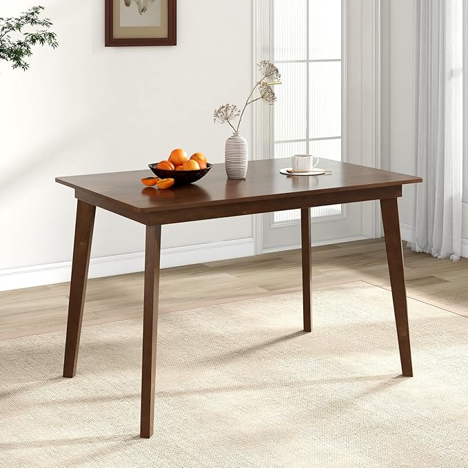 GOFLAME 48” Wooden Dining Table for 4 People, Rectangular Kitchen Table with Rubber Wood Legs, Mid-Century Modern Dinner Table for Living Room, Dining Room, Small Space
