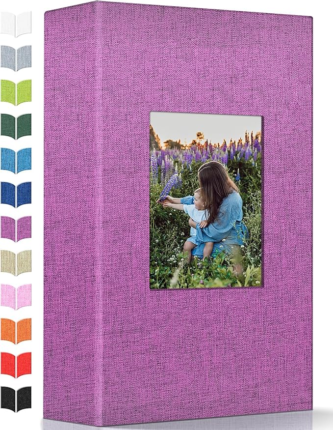 Photo Album 4x6 with 300 Pockets,Slip-in Picture Albums,Linen Cover Memory Book with Front Window,White Page Vertical Photo Book for Wedding,Family,Anniversare,Baby,Vacation