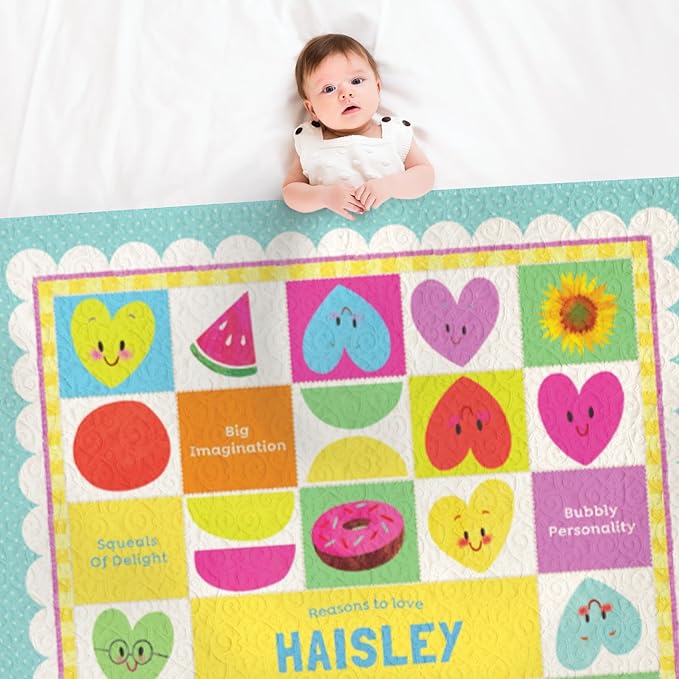 I See Me! Personalized Blanket- Name Blanket - Christening Gift - Baptism Gift - Custom Baby, Newborn, Quilted Throw Blanket