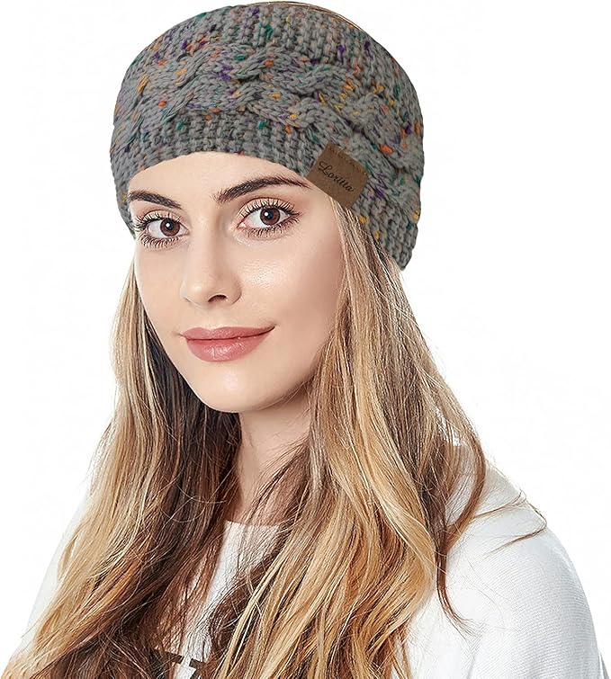 Loritta Womens Ear Warmers Headbands Winter Warm Fuzzy Cable Knit Head Wrap Fleece Lined Gifts