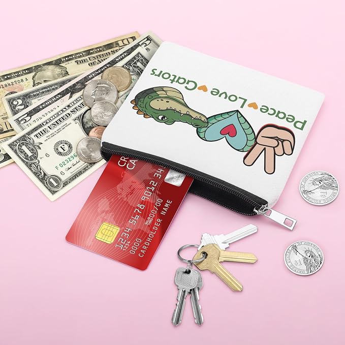 Gators Lover Gift Gator Coin Purse for Women Alligator Gifts Daughter Sister Friends Mom Crocodile Lover Gifts Coin Pouch Animal Lovers Gift Gators Lovers Zipper Change Pouch