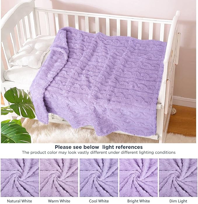 HOMRITAR Baby Blanket for Girls Toddlers 3D Fleece Fluffy Fuzzy Blankets for Baby, Soft Warm Cozy Fleece Infant or Newborn Receiving Blanket 330GSM (30 x 40 Inch, Purple)