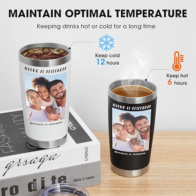 Personalized Custom Tumbler Print in USA 48 Pcs 20oz Stainless Steel Coffee Cup with Lid & Straw Double Wall Insulated Tumbler with Colorful Text Logo Photo