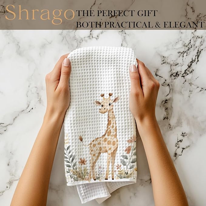 Giraffe Nursery Decor Kitchen Towels, Giraffe Gifts for Women Kids Dish Tea Towels for Kitchen, Animal Lover Gifts Decorative Hand Towel for Kids Bathroom Decor, 16x24 Inch