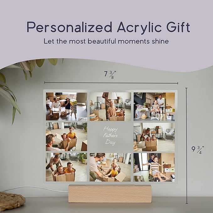 LED Acrylic Gifts for a Dad Customized - Personalized Fathers Day/Unique Birthday Gift Dad from Kids - Photo Fathers Day Present From Daughter