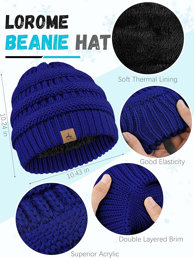 Winter Beanie Hat Scarf Gloves, Warm Fleece Knit Hats Touch Screen Gloves Neck Scarf Set Winter Gifts for Unisex Adult