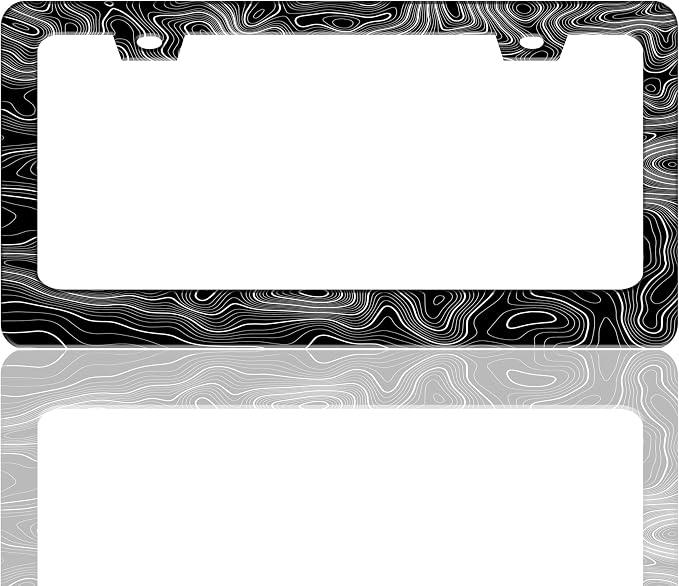 Topographic Map License Plate Frame Stainless Steel 6.3 X 12.2 Inch | Fits US Standard With Screws Rust Resistant For Car Front Rear Decoration Accessories Easy Installation For Cars SUV Truck