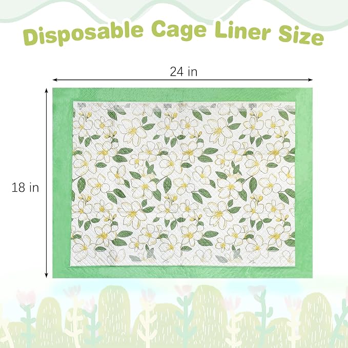 Fhiny 50 PCS Disposable Guinea Pig Pee Pads, 18'' x 24'' Super Absorbent Rabbit Cage Liner Odor Control Small Pet Cage Training Pads for Rabbit Bunny Ferret Cat Puppy and Other Small Animals