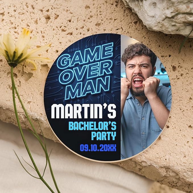40 Pack Personalized Bachelor Party Coasters, Custom Cardboard Drink Coasters with Photo Print and Text, Fun Bachelor Party Favors and Gifts, 3.95" Round, Design 6