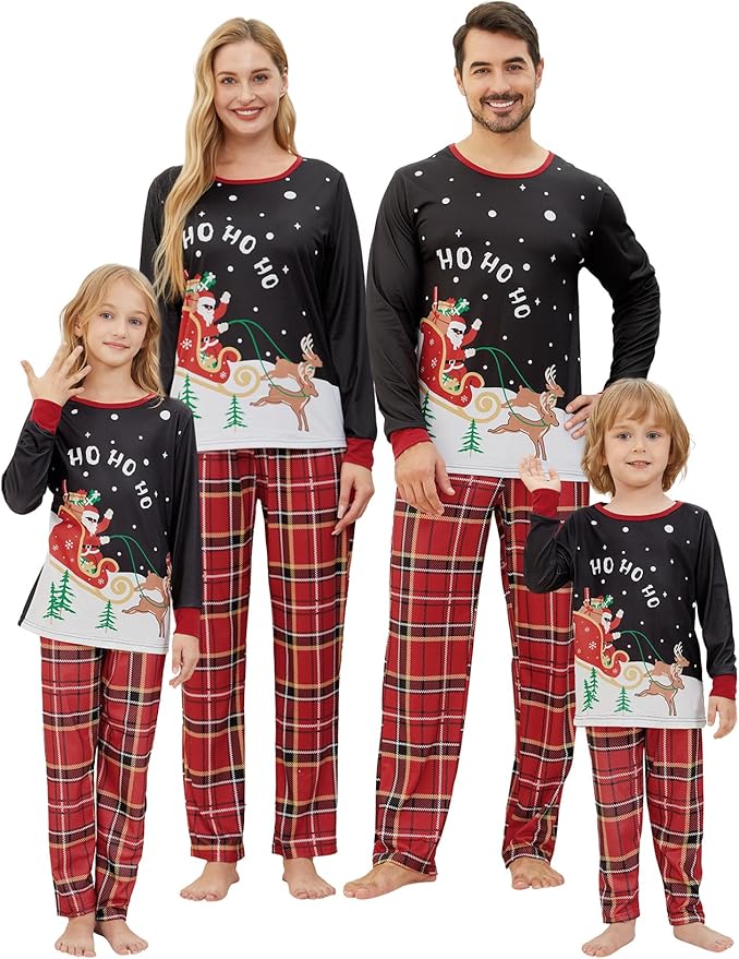YIJIU Christmas Pajamas Cute Deer Print Long Sleeve Totem PJS Set
