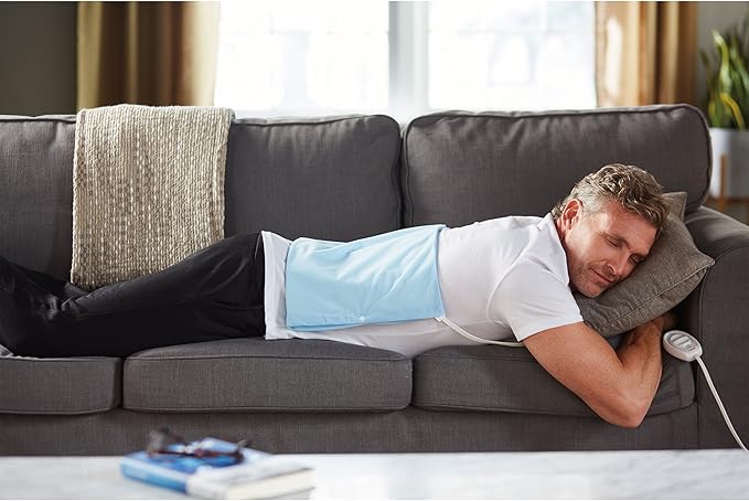Sunbeam Heating Pad for Pain Relief | Standard Size Ultra Heat, 3 Heat Settings | Light Blue, 12 Inch x 15 Inch