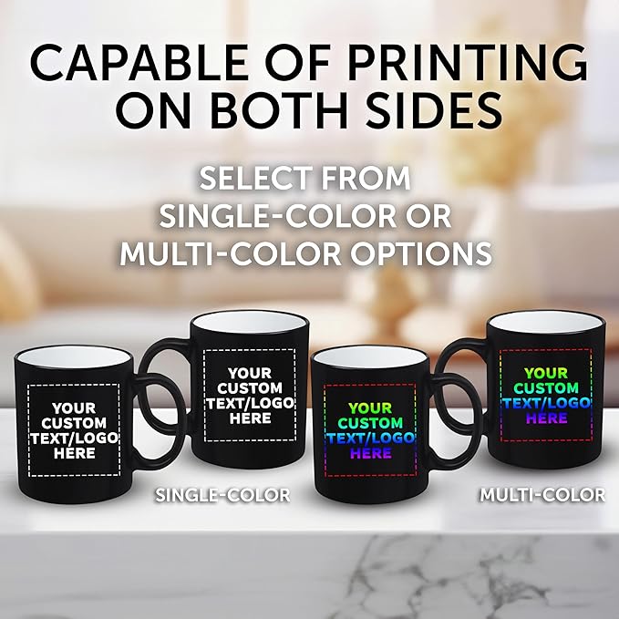 DISCOUNT PROMOS 50 Matte Two-Tone Coffee Mugs Set, 11 oz. - Customizable Text, Logo - Stoneware, Drinkware, Durable, C-handle - White