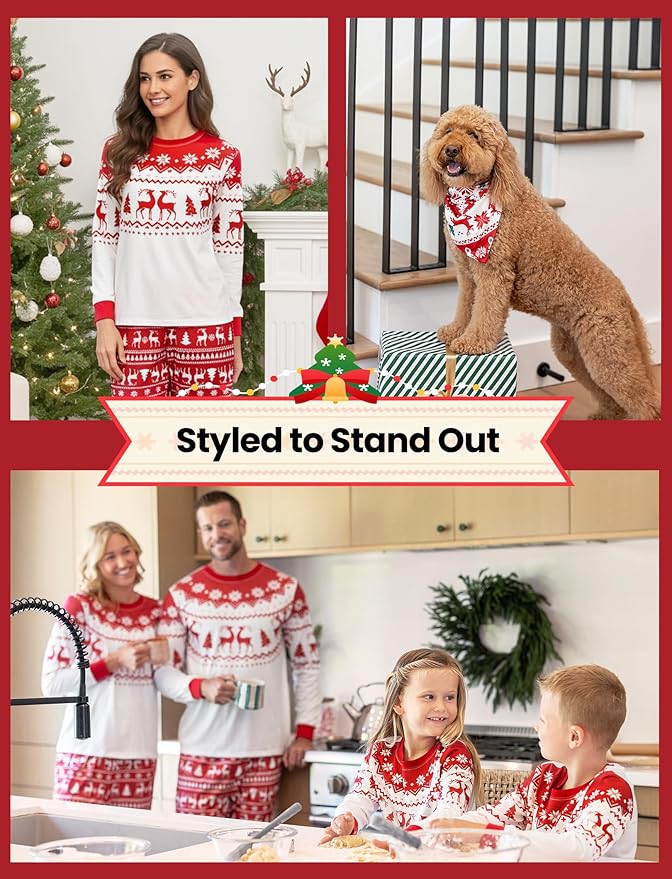 PATPAT Christmas Family Matching Pajama Sets Includes Christmas Socks - Perfect for Family Photos & Holiday Celebrations