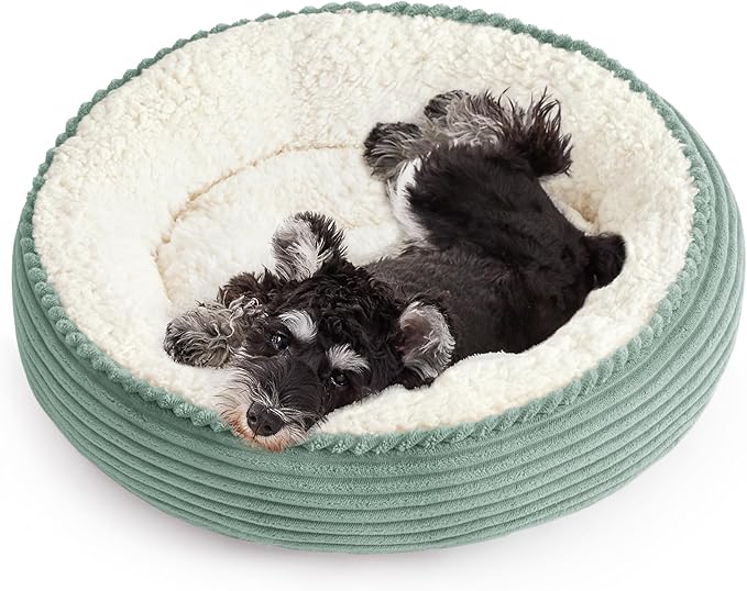 Love's cabin Round Donut Cat and Dog Cushion Bed, 24in Pet Bed for Small or Medium Dogs, Anti-Slip & Water-Resistant Bottom, Soft Durable Fabric Pet Beds, Washable Calming Cat Bed Apple Green