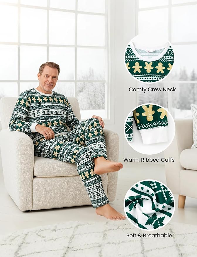 PATPAT Christmas Family Matching Pajama Sets Includes Christmas Socks - Perfect for Family Photos & Holiday Celebrations