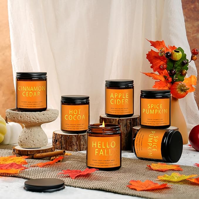 Fall Scented Candles Maple Latte 7oz – Sweet Maple Syrup & Creamy Coffee Soy Wax Candle for Cozy Autumn Home Décor, Perfect Fall Gift for Coffee Lovers, 50 Hour Long Burn