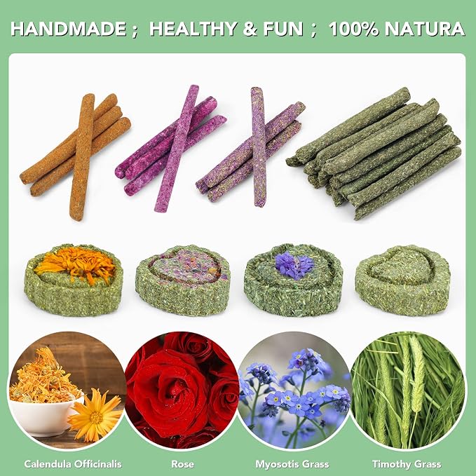 Rabbit Chew Toys Teeth Timothy Hay Sticks, Guinea Pig Chew Treats Toys | Timothy Hay Sticks chew Treats for Rabbit Toys, Chinchillas Hamsters Bunny Guinea Pig Rats and Animals Teeth Care