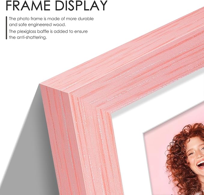 8.5x11 Double 5x7 Picture Frame Double Picture Frame Displays Two 5x7 inch Photos Available Horizontal Wall Mounting Display and Vertical Pink