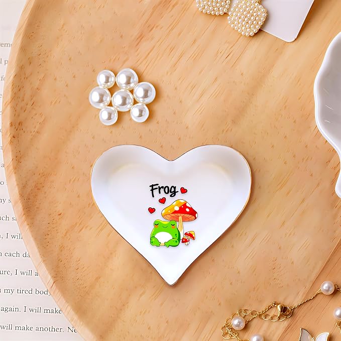 Frog Ring Holder Dish Tray, Gifts For Women Teens Girls, Frog Lovers Themed Stuff Accessories Things Decor Merch, Home Room Ring Earrings Necklace Organizer Holder!