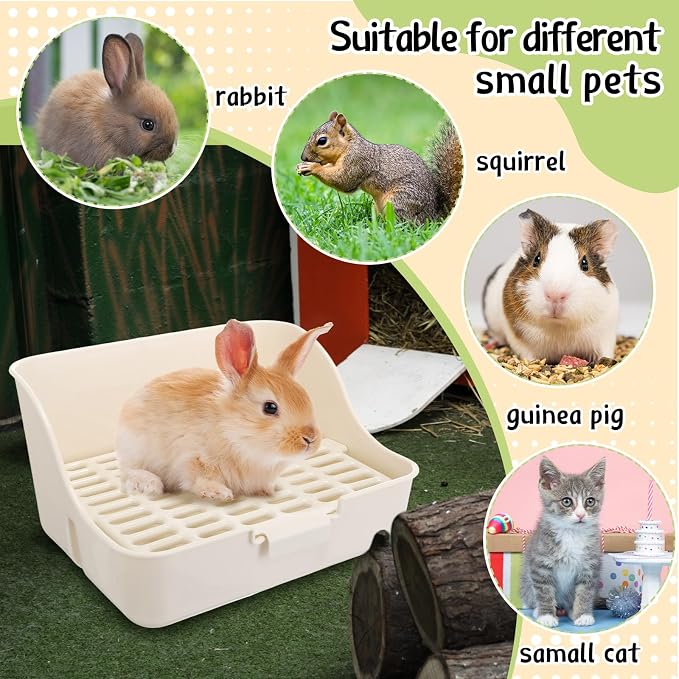 Reallnaive 15 Pcs Rabbit Starter Kit Small Rabbit Litter Box Girls Gift Animal Grooming Kit Bunny Toys Bowl Blankets with Cleaning Set for Guinea Pig Accessories(Multicolor)