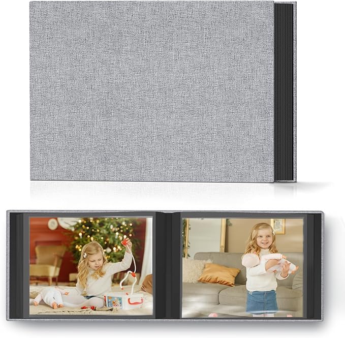 Popotop Photo Album 4x6 48 Pockets for Wedding Gifts,Linen Hardcover Picture Albums for Family Anniversary Baby Vacation Pictures