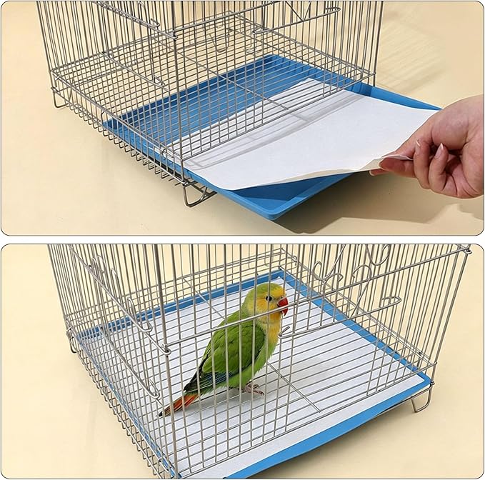 100 Sheets Bird Cage Liner Papers, Disposable Bird Cage Paper Liners, Cuttable Pet Animal Cages Cushion, Precut Absorbent Bird Paper for Bird Parrot Small Animal, 11.8 x 11.8''