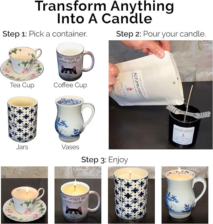 Phoenix Wick Candle Making Kit – Transform Anything Into A Candle – Candle Making Kit with Wick + 7oz Wax (Pumpkin Spice Scent)