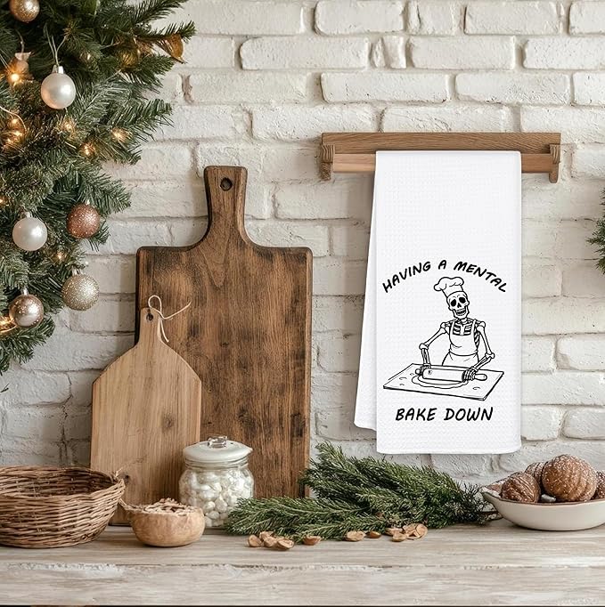 Funny Skeleton Chef Kitchen Towels, Baking Towels, Tea Towels for Baking, Gifts for Bakers Decorative Dish Towels for Kitchen Decor, Gifts for Baking Lovers, Gothic Kitchen Decor, 16x24 Inch