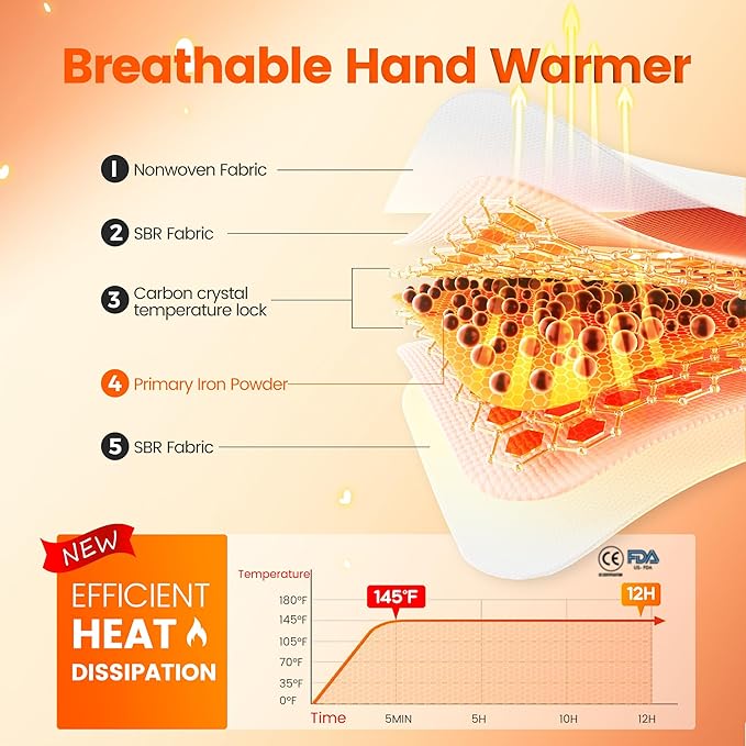 Hand Warmers Disposable 700/500/375/240/175/125/90Pcs, Long-Lasting Up to 12 Hours for Warm Body, Safe Portable Hand Warmers for Foot, Heater for Camping, Fishing, Winter