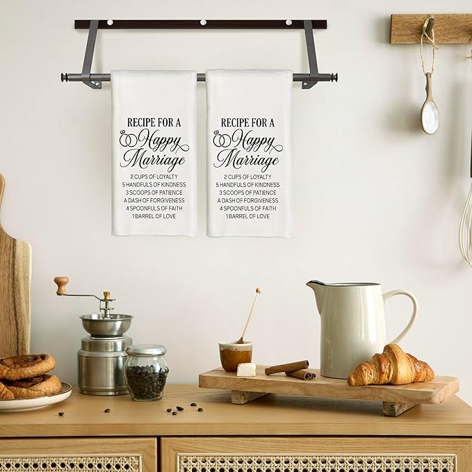 Bride Towel, Just Married Funny Dish Towels for Kitchen, Wedding Dish Towels, Just Married Gifts for Couples Newlyweds Wife Husband Bride, 16x24 in