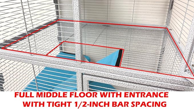 X-Large 31"x18.5"x53.5"H 4-Tiers Deluxe Two Full Story Double Unit Double Large Front Doors Tight 1/2-inch Wire Spacing for Feisty Ferret Hammock Chinchilla Cat Sugar Glider Critter Home On Wheels