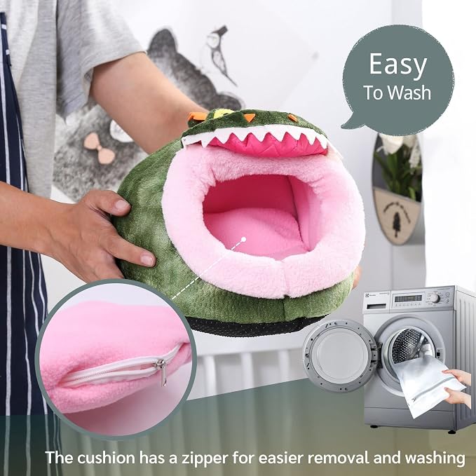 JanYoo Chinchilla Hideout Bed House Toys and Accessories Cage Cave Cute Cube Cup Hide for Bearded Dragon Ferret(L,Crocodile)