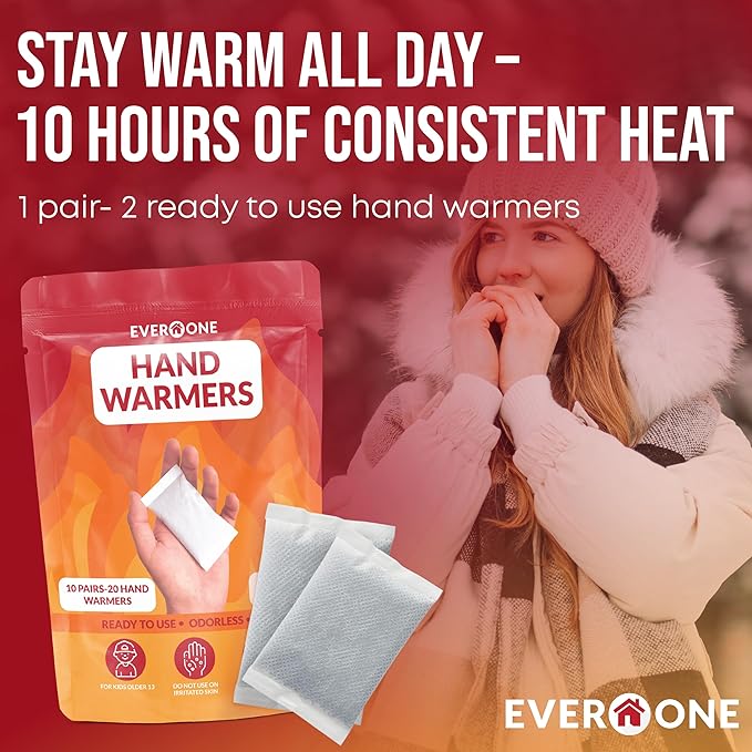 Hand Warmers - Long-Lasting, Safe, Natural, Odorless Air-Activated Warmer