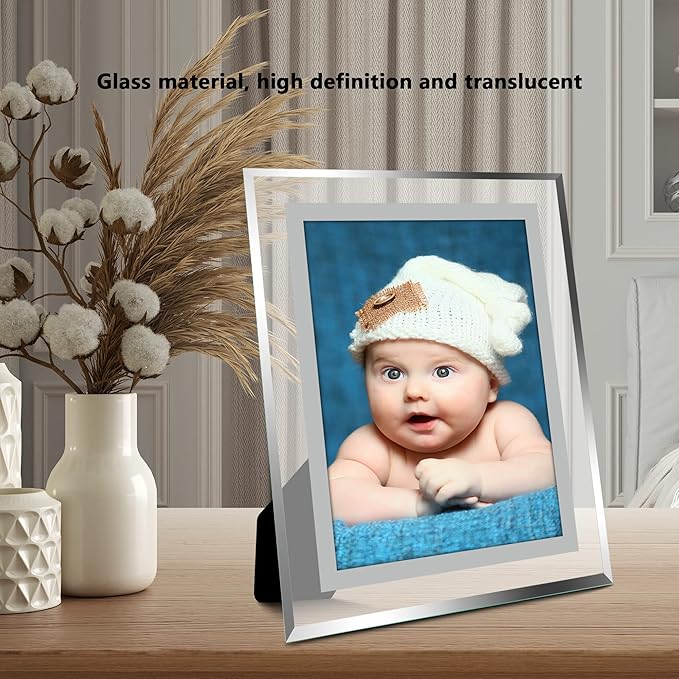 Vienrose 4x6 Picture Frame Set of 4, Clear Glass Photo Frames with Silver Edge, Horizontal or Vertical Display for Tabletop, Desk, Home, Office Decoration