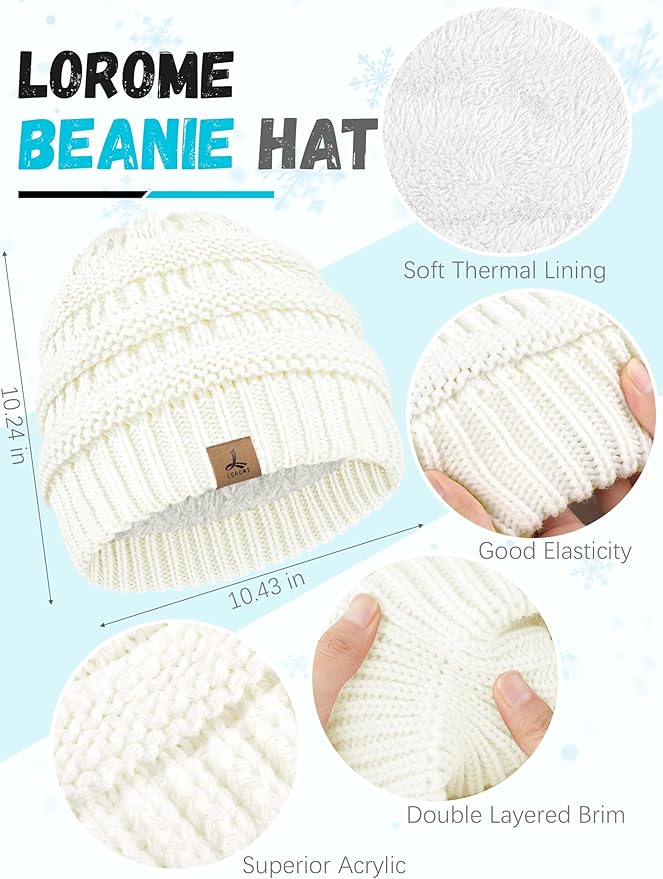 Winter Beanie Hat Scarf Gloves, Warm Fleece Knit Hats Touch Screen Gloves Neck Scarf Set Winter Gifts for Unisex Adult