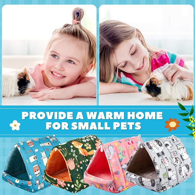Cinnvoice Guinea Pig Hideout Bed Washable House Cage, Wonder Tale, 7.9 in | Soft Tunnel for Hamster Rabbit Bunny Chinchillas Hedgehog Mice Rat, Cozy Hideaway Habitat Accessories, Removable Cushion Pad