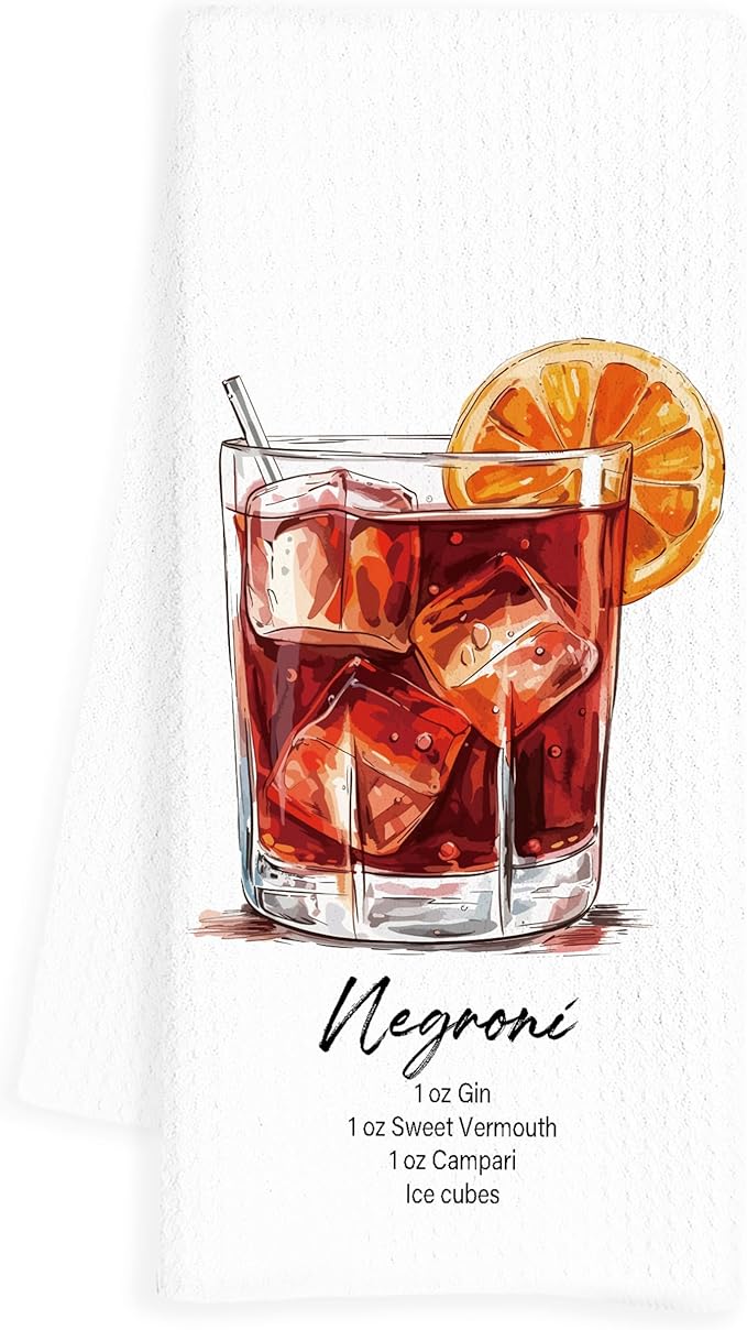 Cocktail Negroni Gifts Kitchen Towels, Cocktail Negroni Dish Tea Hand Towels for Kitchen Bar Decor, Gifts for Bartenders, 16x24 Inch