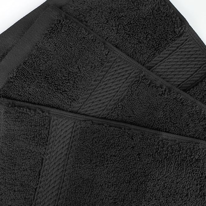 BLUENILEMILLS Madison Egyptian Cotton Towels, Towel Set for Bathroom, Shower, Hotel, Plush, 900 GSM, Highly Absorbent and Ultra-Soft Towels, Bath Essentials, 8 Piece Assorted Towel Set, Black
