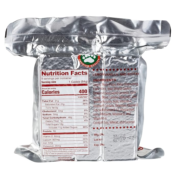 Emergency Food Rations- 3600 Calorie Bar (Vanilla Poundcake) - 3 Day, 72 Hour Ready To Eat Supply For Disaster, Hurricane, Flood Preparedness - Non Thirst Provoking - 5 Year Shelf Life