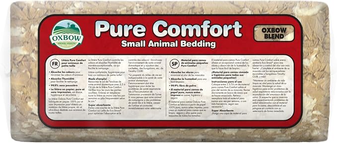 Oxbow Small Animal Bedding, Hamster, Guinea Pig, Rabbit, Blend, USA, 72 L | Pure Comfort, Hamster Bedding, Guinea Pig Bedding, Low Dust, Virgin Paper, Litter Box, Bunny, Rats, Gerbils, Chinchillas