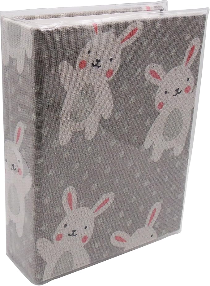Small Photo Album for Kids, 100 Pockets 4x6 Bookshelf Baby Picture Album, Slip-in Linen Cover Photo Book for Family(Bunny)